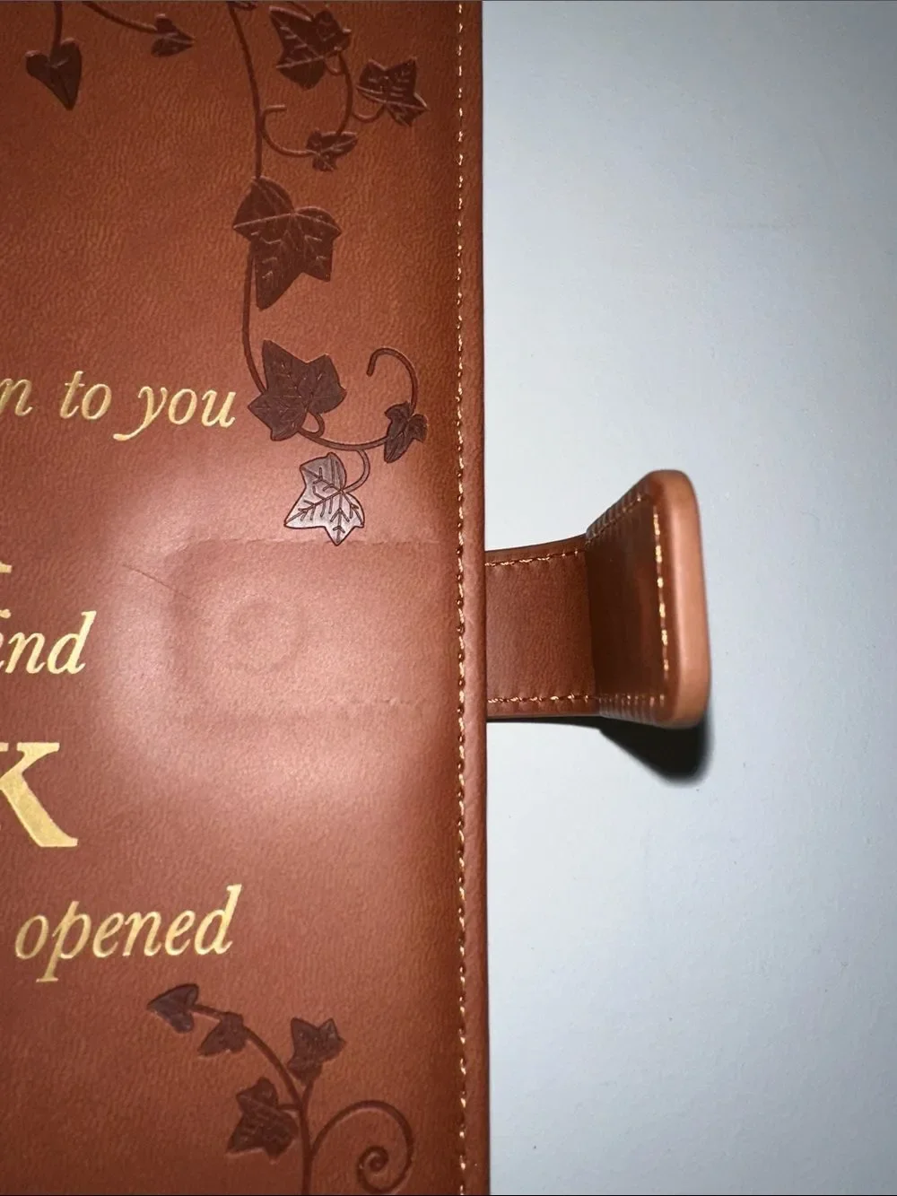 Chestnut Brown Gold Tone Bible Verse Faux Leather Bound Padded Cover Journal